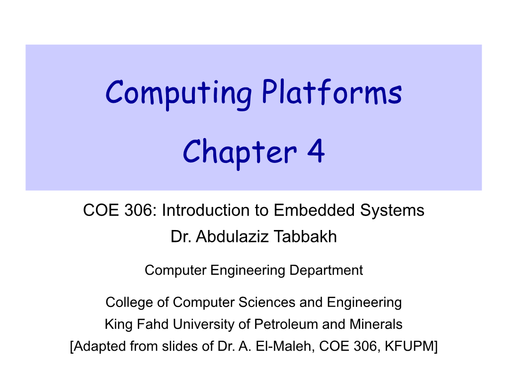 Computing Platforms Chapter 4