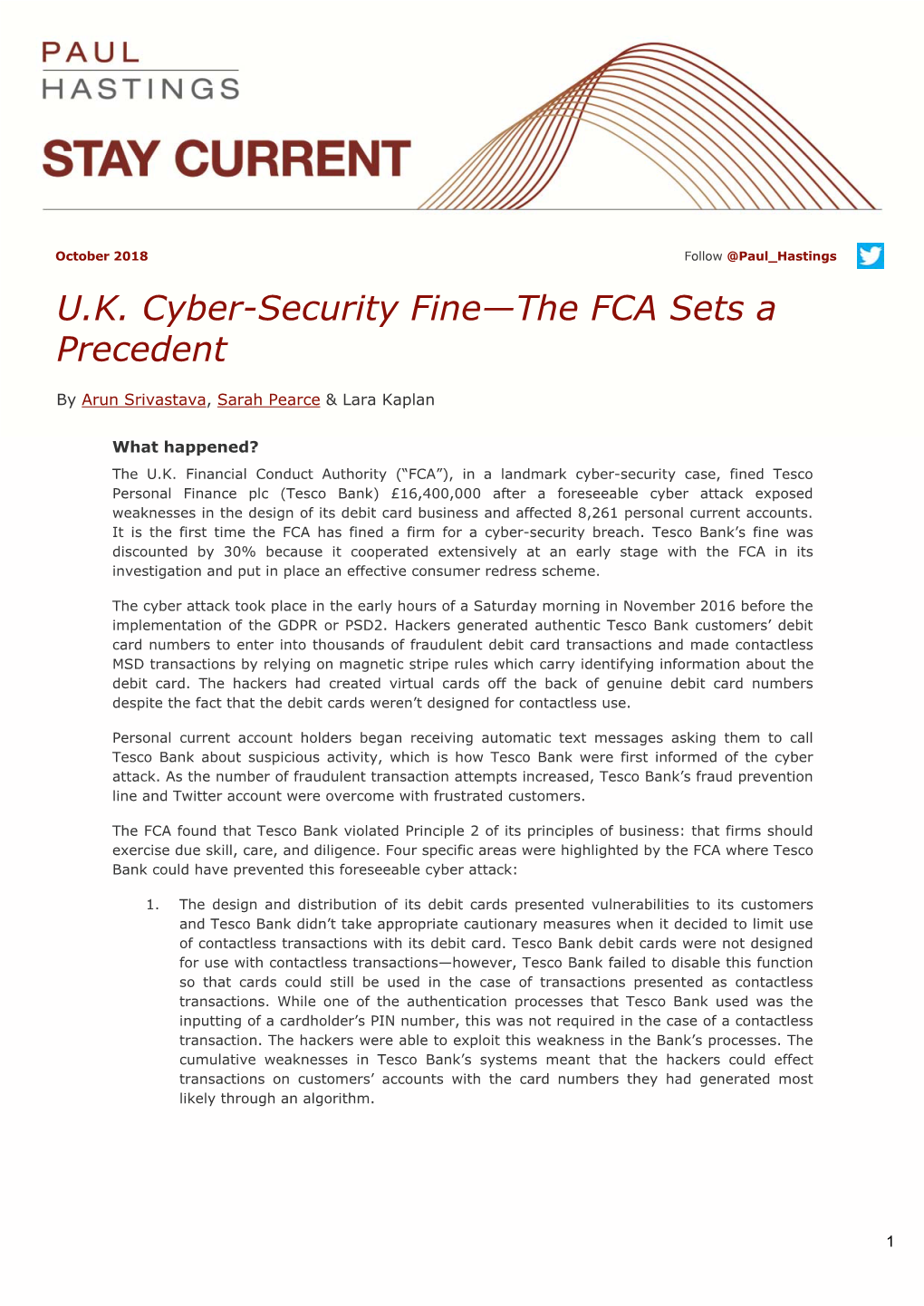 U.K. Cyber-Security Fine—The FCA Sets a Precedent