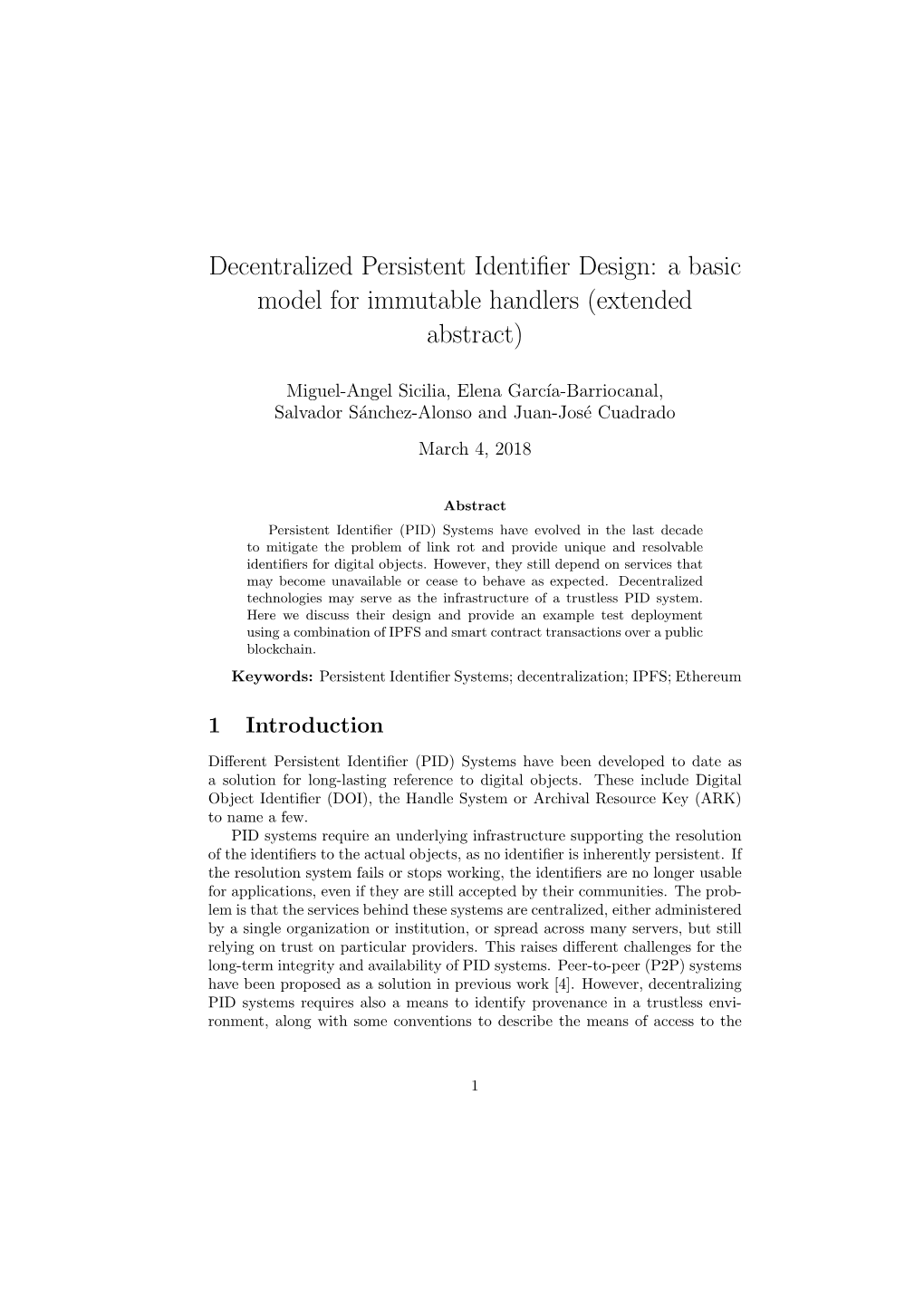 Decentralized Persistent Identifier Design