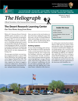 The Heliograph Summer 2013 Official Newsletter of the Sonoran Desert Network