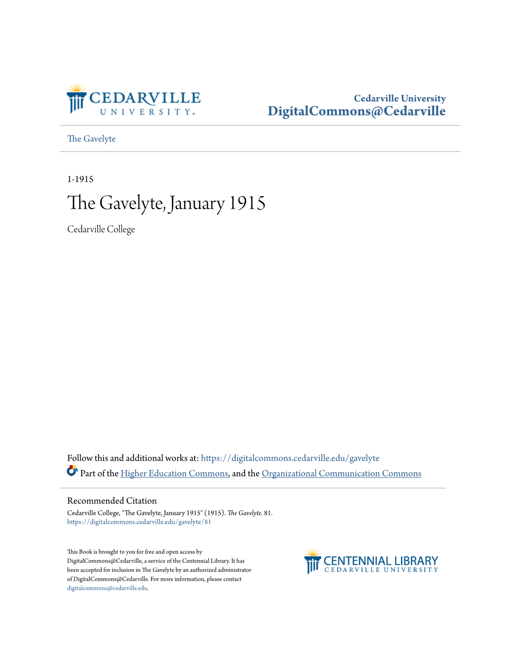 The Gavelyte, January 1915