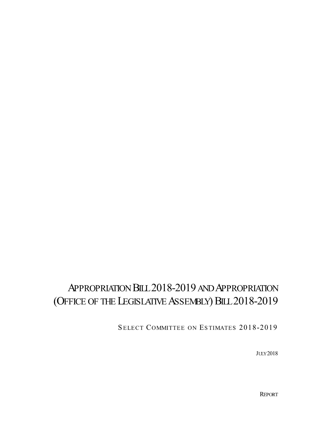 Report on Select Committee on Estimates 2018-2019