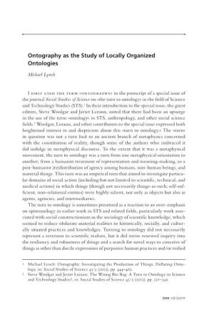 Ontography As the Study of Locally Organized Ontologies