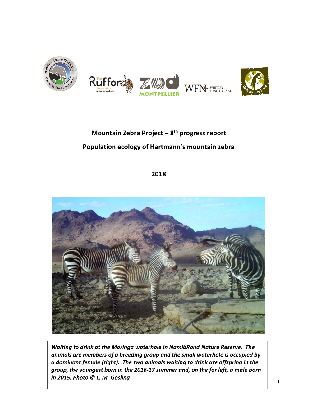 Mountain Zebra Project – 8Th Progress Report Population Ecology of Hartmann’S Mountain Zebra