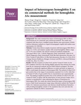 Impact of Heterozygous Hemoglobin E on Six Commercial Methods for Hemoglobin A1c Measurement