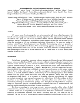 Machine Learning for Semi-Automated Meteorite Recovery