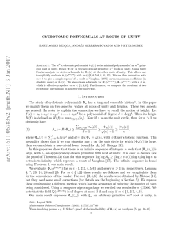 Cyclotomic Polynomials at Roots of Unity, Mathematica Scan- Dinavica 49 (1981), 15–35