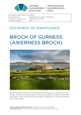 Broch of Gurness Statement of Significance
