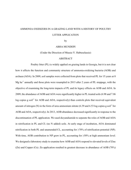 Ammonia Oxidizers in a Grazing Land with a History of Poultry