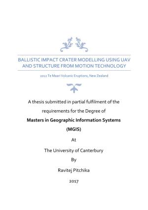 Ballistic Impact Crater Modelling Using Uav and Structure from Motion Technology