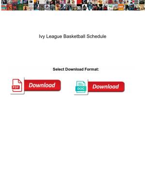 Ivy League Basketball Schedule