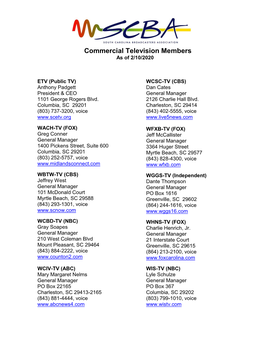 Commercial Television Members As of 2/10/2020