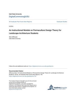 An Instructional Module on Permaculture Design Theory for Landscape Architecture Students