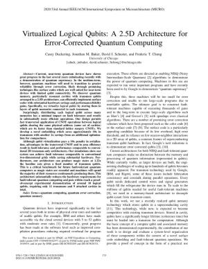 Virtualized Logical Qubits: a 2.5D Architecture for Error-Corrected Quantum Computing