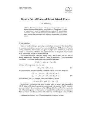 Bicentric Pairs of Points and Related Triangle Centers