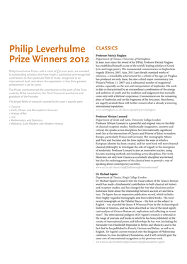 Philip Leverhulme Prize Winners 2012
