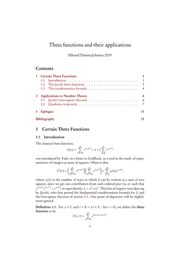 Theta Functions and Their Applications