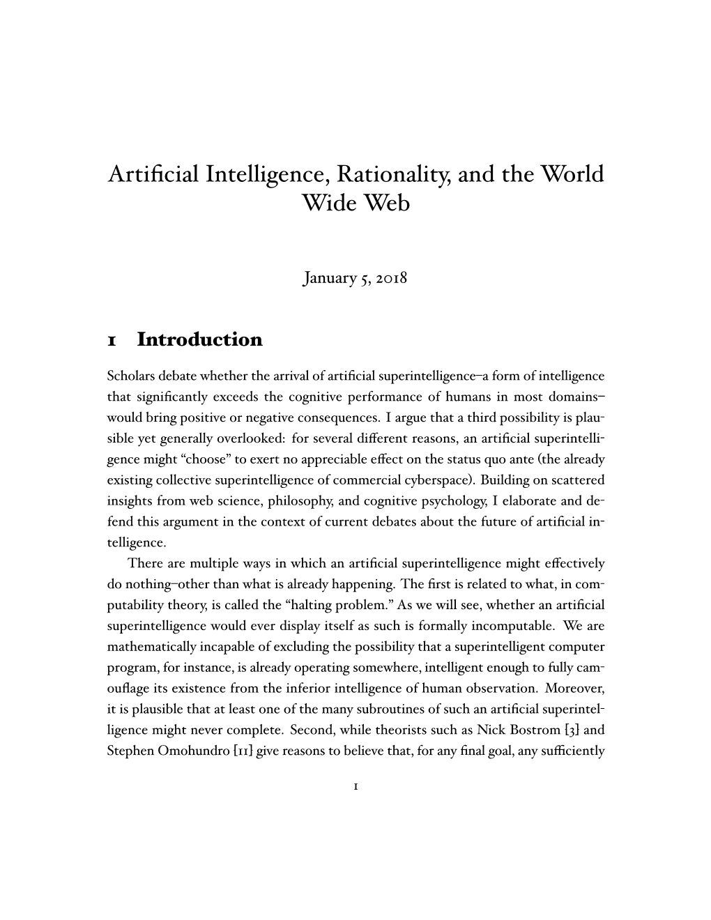 Artificial Intelligence, Rationality, and the World Wide