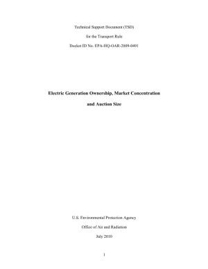 Electric Generation Ownership and Market Concentration Technical