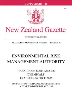 Hazardous Substances (Chemicals) Transfer Notice 2006