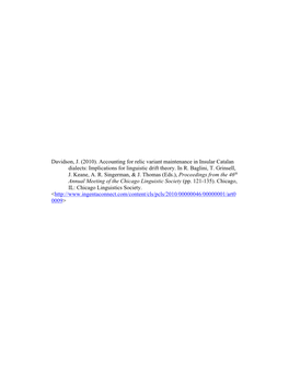 Accounting for Relic Variant Maintenance in Insular Catalan Dialects: Implications for Linguistic Drift Theory