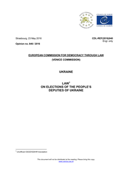 Ukraine Law on Elections of the People's Deputies Of