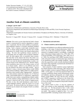 Another Look at Climate Sensitivity