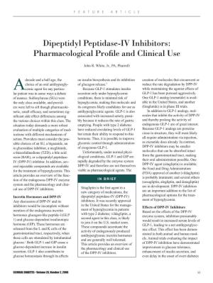 Dipeptidyl Peptidase-IV Inhibitors: Pharmacological Profile and Clinical Use