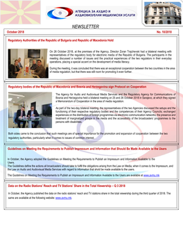 NEWSLETTER October 2018 No