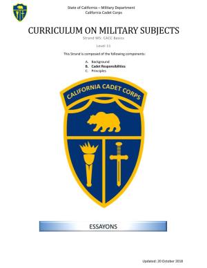CURRICULUM on MILITARY SUBJECTS Strand M5: CACC Basics