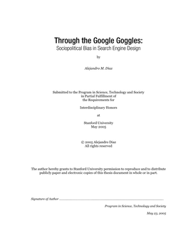 Through the Google Goggles: Sociopolitical Bias in Search Engine Design