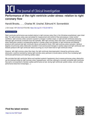 Performance of the Right Ventricle Under Stress: Relation to Right Coronary Flow