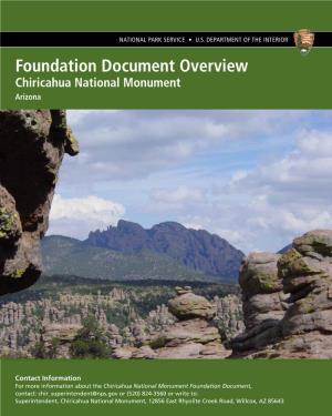 Chiricahua National Monument Foundation Document Overview