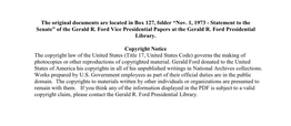 Nov. 1, 1973 - Statement to the Senate” of the Gerald R