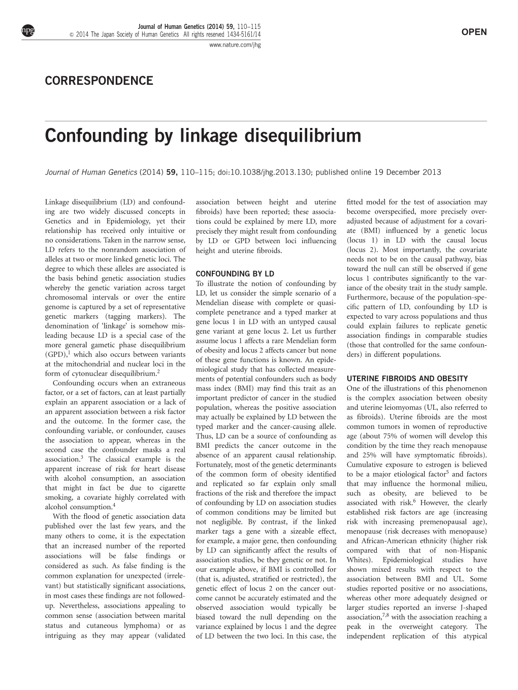 Confounding by Linkage Disequilibrium
