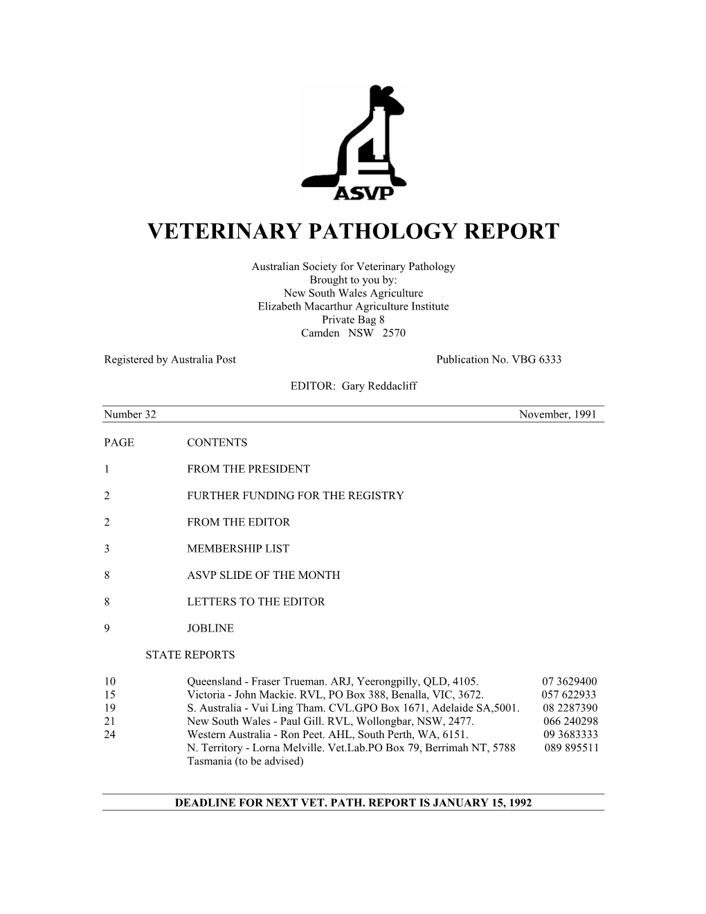 Veterinary Pathology Report