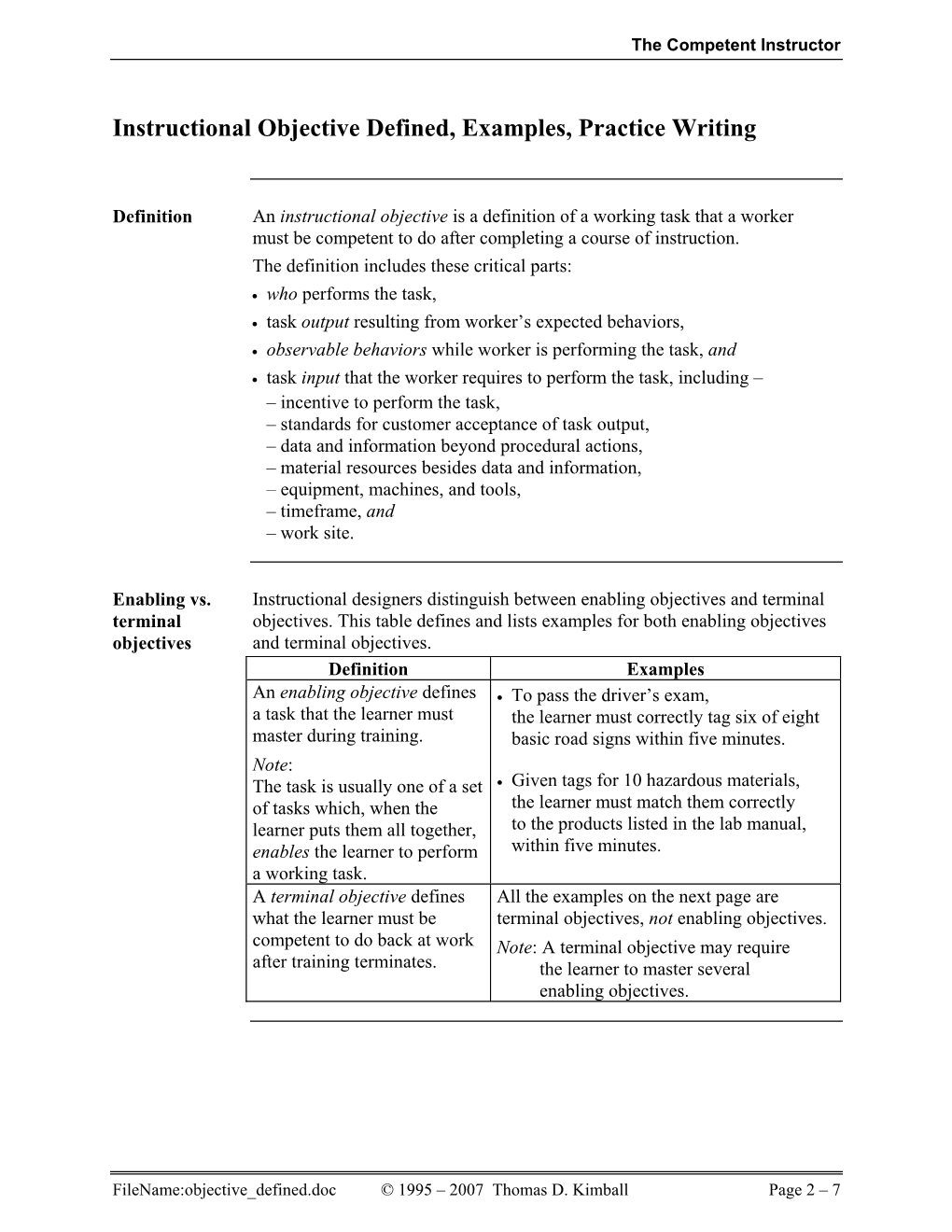 Instructional Objective Defined, Examples, Practice Writing