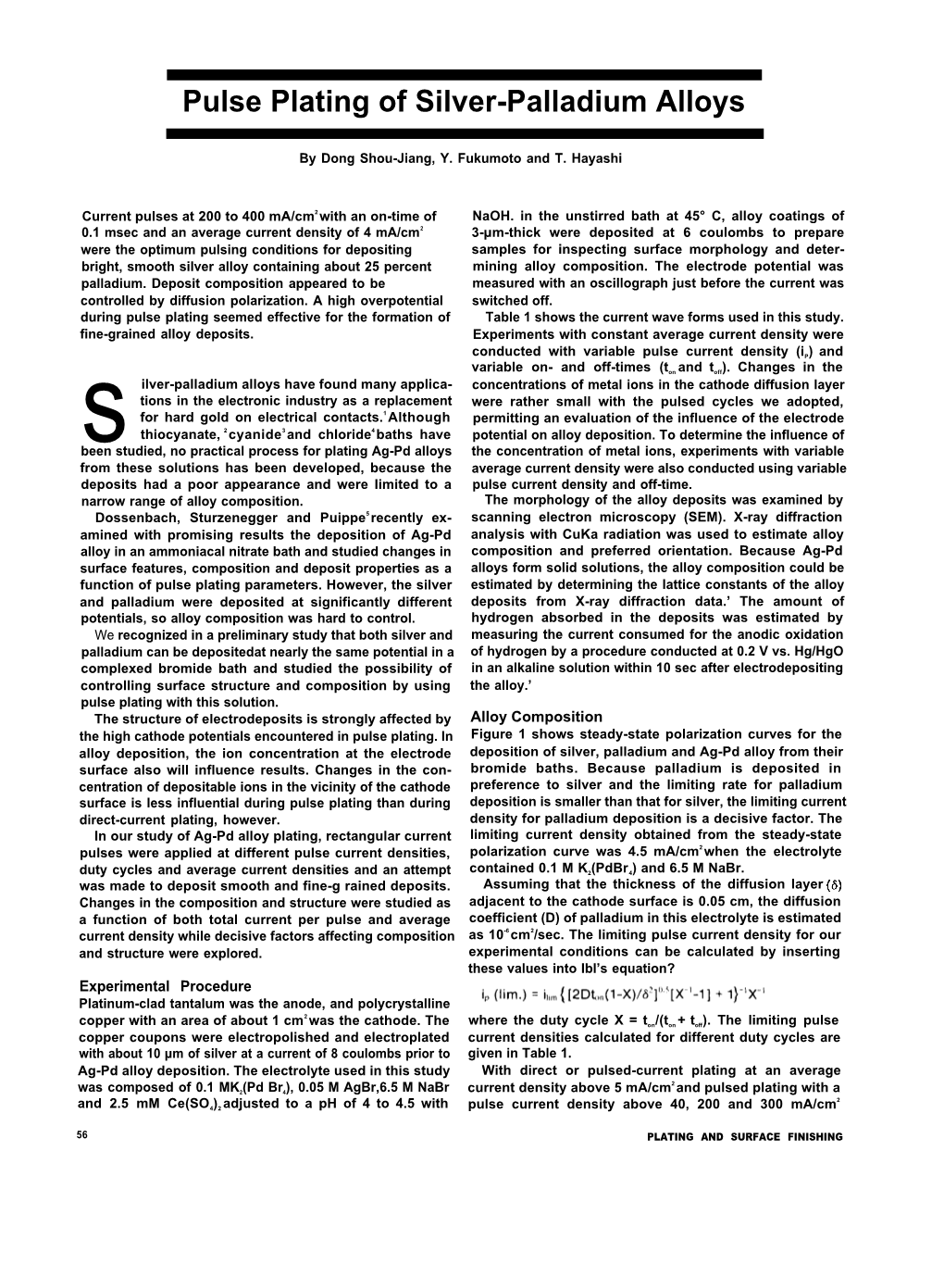 Pulse Plating of Silver-Palladium Alloys