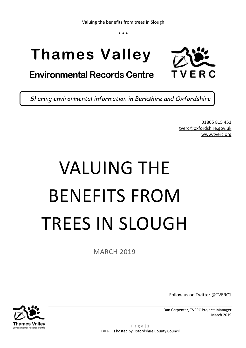 Valuing the Benefits from Trees in Slough