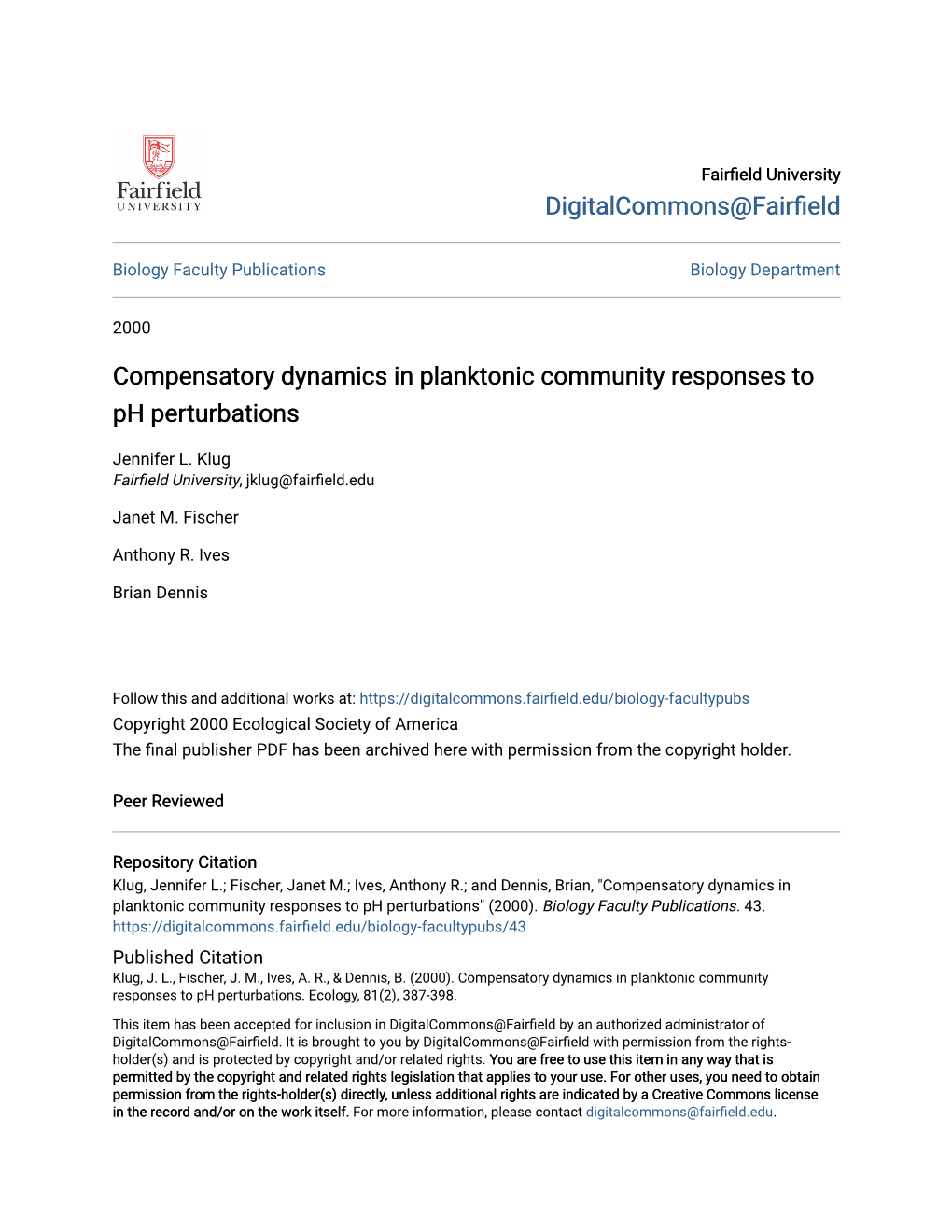 Compensatory Dynamics in Planktonic Community Responses to Ph Perturbations