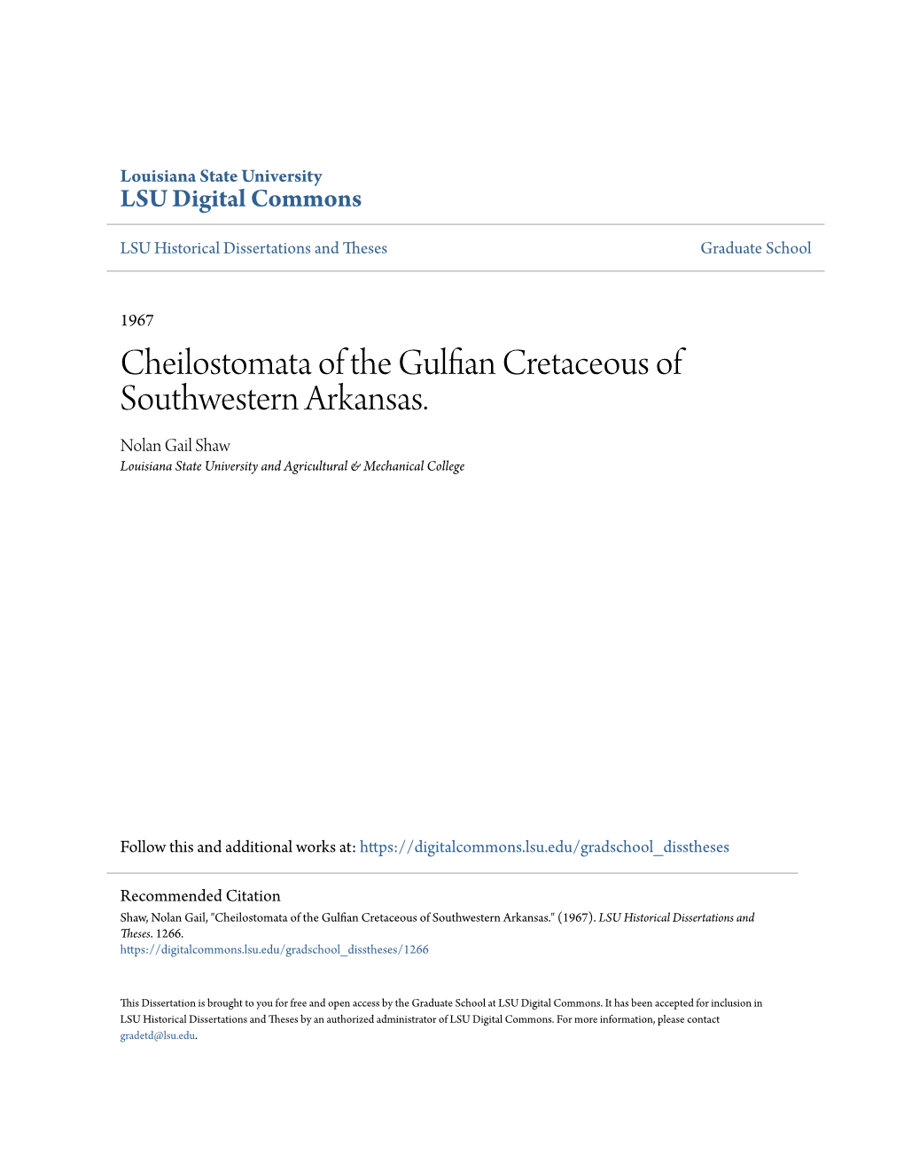 Cheilostomata of the Gulfian Cretaceous of Southwestern Arkansas