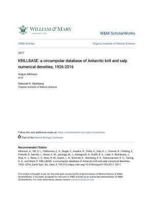 KRILLBASE: a Circumpolar Database of Antarctic Krill and Salp Numerical Densities, 1926-2016
