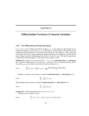 Differentiable Functions of Several Variables