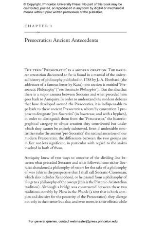 The Concept of Presocratic Philosophy Its Origin, Development