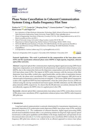 Phase Noise Cancellation in Coherent Communication Systems Using a Radio Frequency Pilot Tone