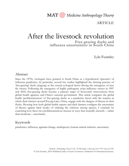 After the Livestock Revolution Free-Grazing Ducks and Influenza Uncertainties in South China