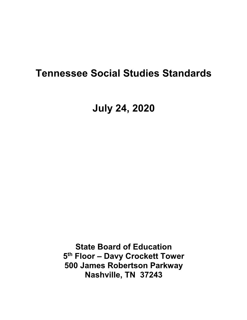 Changes to the State Social Studies Standards