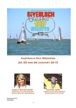 Australia Day Weekend 24, 25 and 26 January 2015