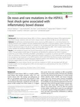 De Novo and Rare Mutations in the HSPA1L Heat