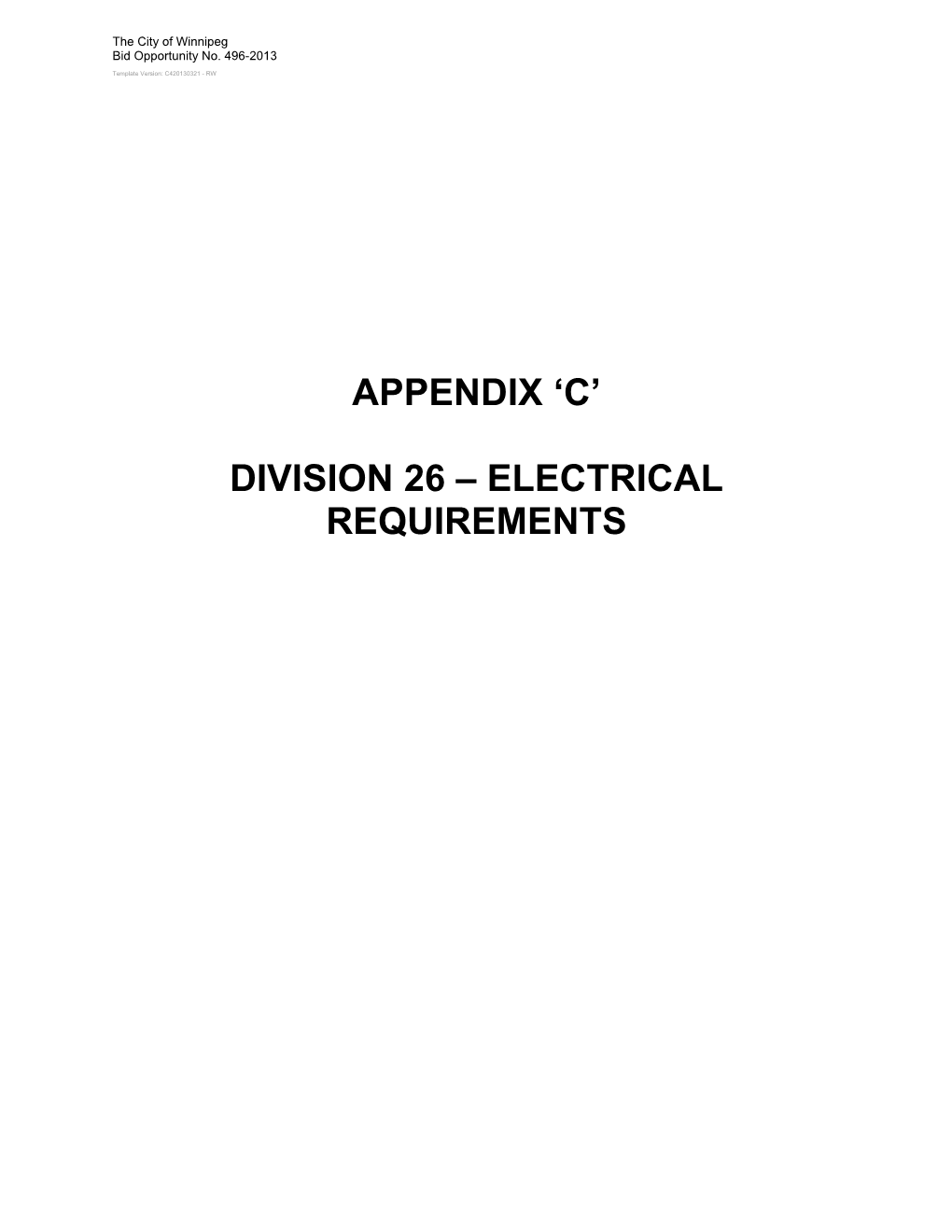 Appendix 'C' Division 26 – Electrical Requirements